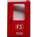 LEGO Red Door 1 x 4 x 5 Train Right with &quot;FS&quot; and &quot;7725&quot; Sticker (4182)