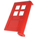LEGO Red Door 1 x 4 x 5 with 4 Panes with 1 Point on Pivot