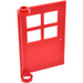 LEGO Red Door 1 x 4 x 5 with 4 Panes with Round Pivot
