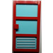 LEGO Red Door 1 x 4 x 6 with 3 Panes and Transparent Light Blue Glass with 4 White Stripes Sticker (76041)