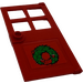 LEGO Rood Deur 1 x 4 x 6 met 4 Panes en Stud Handvat met Christmas Wreath Sticker (60623)