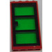 LEGO rot Tür Rahmen 1 x 4 x 6 mit Schwarz Tür mit Transparent Green Glas