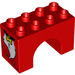 LEGO Red Duplo Arch Brick 2 x 4 x 2 with Paws, White Fur and Bone Collar Pattern (11198 / 36510)