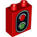 LEGO Red Duplo Brick 1 x 2 x 2 with Traffic Light without Bottom Tube (4066)