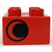 LEGO Red Duplo Brick 2 x 2 with eye looking right and missing white spot (3437)