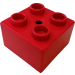 LEGO Red Duplo Brick 2 x 2 with small center hole
