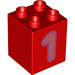 LEGO rot Duplo Backstein 2 x 2 x 2 mit Number 1 (31110 / 77918)