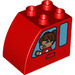 LEGO Red Duplo Brick 2 x 3 x 2 with Curved Side with Vehicle Windows and Figure Pattern on Both Sides (11344 / 25298)
