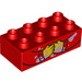 LEGO rot Duplo Backstein 2 x 4 mit 2 Hände und Arme mit Pink Eis Stains (3011 / 37371)