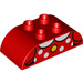 LEGO Red Duplo Brick 2 x 4 with Curved Sides with Red and white spotty dress top with yellow button (43810 / 98223)
