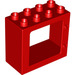 LEGO Red Duplo Door Frame 2 x 4 x 3 with Flat Rim (61649)