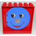 LEGO rot Duplo Mauer 2 x 6 x 5 mit Blau Tür mit Gesicht