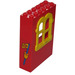 LEGO Red Fabuland Building Wall 2 x 6 x 7 with Yellow Squared Window with Flag Sticker