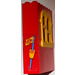 LEGO rouge Fabuland Building mur 2 x 6 x 7 avec Jaune Squared Fenêtre avec Drapeau Autocollant