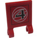 LEGO Rood Vlag 2 x 2 met &quot;4&quot; Sticker zonder uitlopende rand (2335)