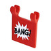LEGO Red Flag 2 x 2 with Black &#039;BANG&#039; in White Star Sticker without Flared Edge (2335 / 11055)