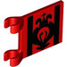 LEGO Red Flag 2 x 2 with black flag design without Flared Edge (2335 / 56092)