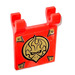 LEGO Red Flag 2 x 2 with Gold Chima Eagle Emblem and Gold Corners Sticker without Flared Edge (2335)