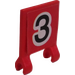 LEGO rot Flagge 2 x 2 mit Number 3 Aufkleber ohne ausgestellten Rand (2335)