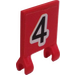 LEGO Red Flag 2 x 2 with Number 4 Sticker without Flared Edge (2335)