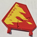 LEGO Red Flag 5 x 6 Hexagonal with Flames and Black Line and Rivets (Model Right) Sticker with Thick Clips (17979)