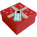 LEGO Rot Gift Parcel mit Film Scharnier mit Blumen mit Ribbon und Tag Aufkleber (33031)