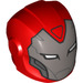 LEGO rot Helm mit Smooth Vorderseite mit Silber Faceplate und Weiß Augen (28631 / 69159)