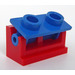 LEGO Rood Scharnier Steen 1 x 2 met Blauw Top Plaat