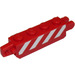 LEGO Red Hinge Brick 1 x 4 Locking Double with Red and White Danger Stripes with Red Corners (Both Sides) Sticker (30387)