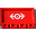 LEGO Red Hinge Tile 2 x 4 with Ribs with White Train Logo Sticker (2873)