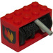 LEGO Rood Slang Reel 2 x 4 x 2 Houder met Spool en String en Light Grijs Slang Nozzle met Sticker