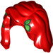 LEGO Rood Midden lengte Haar met zijscheiding met Green Plant Bladeren (75942 / 85974)