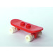 LEGO Red Minifig Skateboard with Two White Wheels