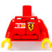 LEGO Red Minifig Torso with Ferrari Shield Sticker on Front and Vodaphone and Shell logos Sticker on Back with Red Arms and Yellow Hands (973)
