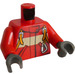 LEGO Red Minifigure Torso Jacket with Yellow Stripe, Safety Straps, and Carabiner (973 / 76382)