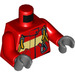 LEGO Rood Minifigure Torso Jacket met Geel Stripe, Safety Straps, en Carabiner (973 / 76382)