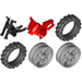 LEGO rot Motorrad Fairing mit Medium Stone Grey Räder