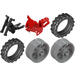 LEGO Red Motorcycle with Black Chassis and Gray Wheels