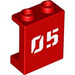 LEGO rouge Panneau 1 x 2 x 2 avec &#039;05&#039; avec supports latéraux, tenons creux (6268 / 105767)