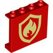 LEGO rot Panel 1 x 4 x 3 mit Feuer Logo mit Seitenstützen, Hohlbolzen (35323 / 73902)