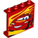 LEGO rot Panel 1 x 4 x 3 mit Lightning McQueen Links und Gelb flames mit Seitenstützen, Hohlbolzen (34226 / 60581)