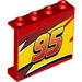 LEGO rot Panel 1 x 4 x 3 mit Lightning McQueen Links Gelb flash Middle und &#039;95&#039; mit Seitenstützen, Hohlbolzen (34227 / 60581)