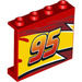 LEGO Red Panel 1 x 4 x 3 with Lightning McQueen yellow flash Middle and &#039;95&#039; with Side Supports, Hollow Studs (33892 / 60581)