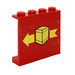 LEGO Red Panel 1 x 4 x 3 with Yellow Box and Arrow (Left) Sticker without Side Supports, Solid Studs (4215)