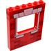 LEGO Red Panel 1 x 6 x 6 with Window Cutout with Bricks and White Window Frame