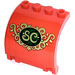 LEGO Red Panel 3 x 4 x 3 Curved with Hinge with SC in golden Ornaments Sticker (18910)