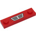 LEGO Rood Plaat 1 x 4 met Twee Studs met Auto Rooster Sticker zonder groef (92593)