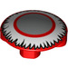 LEGO Red Plate 2 x 2 Round with Rounded Bottom with Silver circle with white feather surround (2654 / 67527)