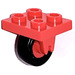 LEGO Red Plate 2 x 2 with Wheel Holder and Red Wheel with Black Smooth Tire