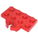 LEGO Red Plate 2 x 4 with Train Coupling Plate (Open)